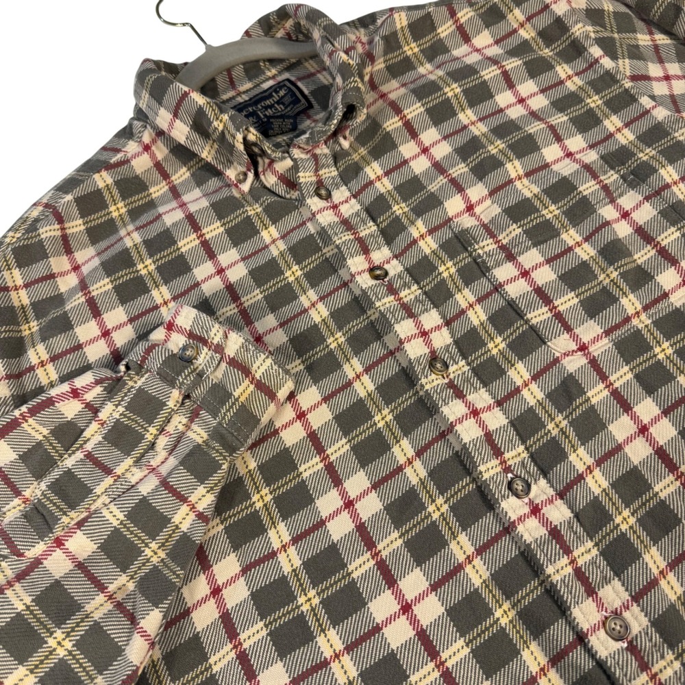 Abercrombie Fitch Mens Plaid Flannel Button Down Shirt Long Sleeve Casual‎ XL